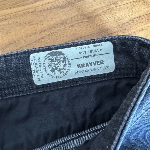 NWT Diesel Industry Krayver R26U6 Faded Gray Jeans W36 L34
